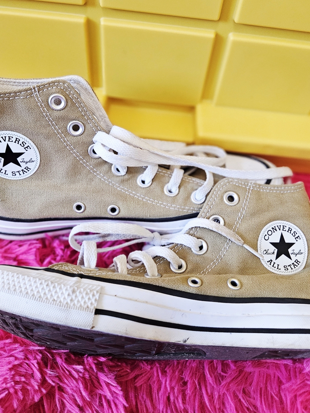 Converse High-Top Sneakers — Beige & White